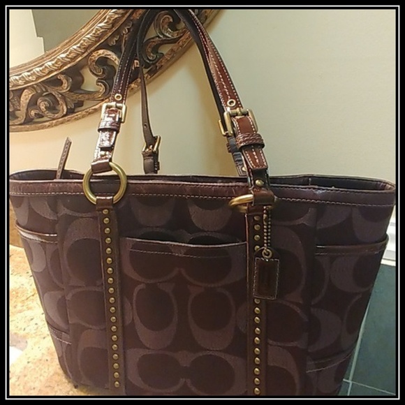 Coach Handbags - Coach Studded Signature Collection Shoulder Purse